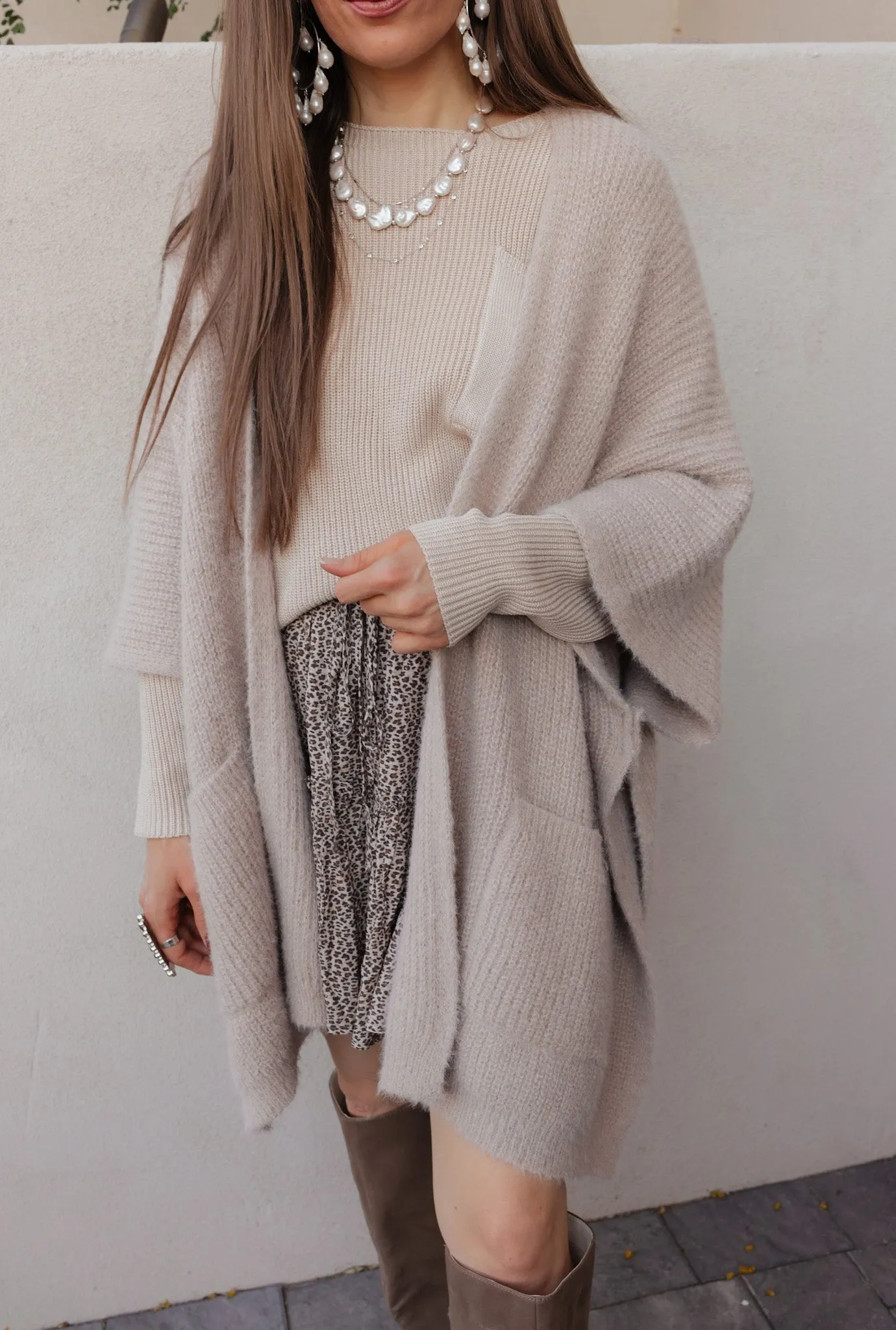 Boucle Cozy Ruana w/ Pockets