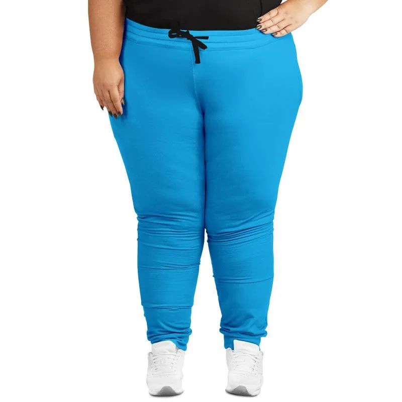 Bright Cyan Joggers | Unisex | with PLUS sizes | Bright Pure Cyan | C100M0Y0K0