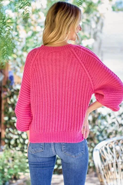 Brighter Days Fuchsia Sweater