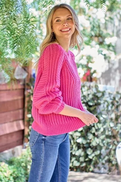 Brighter Days Fuchsia Sweater
