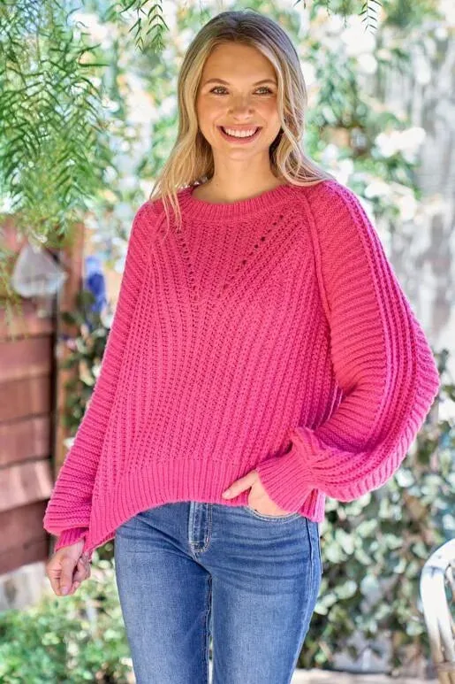 Brighter Days Fuchsia Sweater