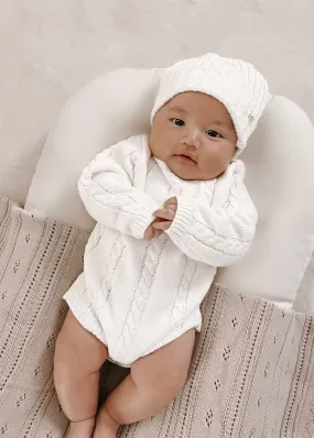 Cable Knit Romper - White