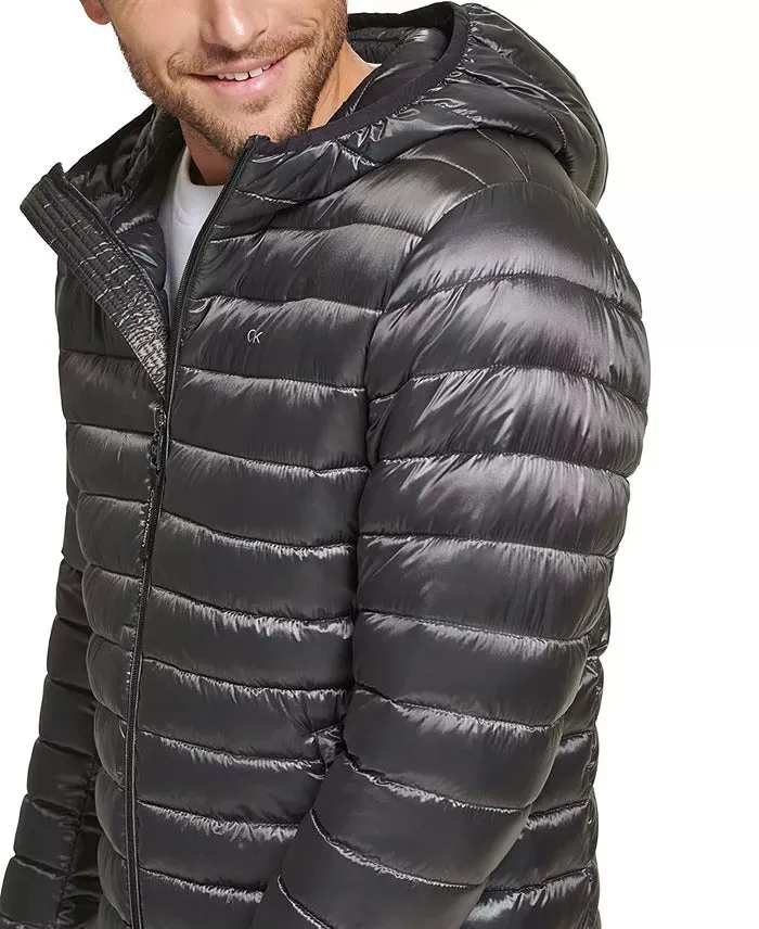 Calvin Klein Men's Hooded & Quilted Packable Jacket XXL 2XL Granite Grey