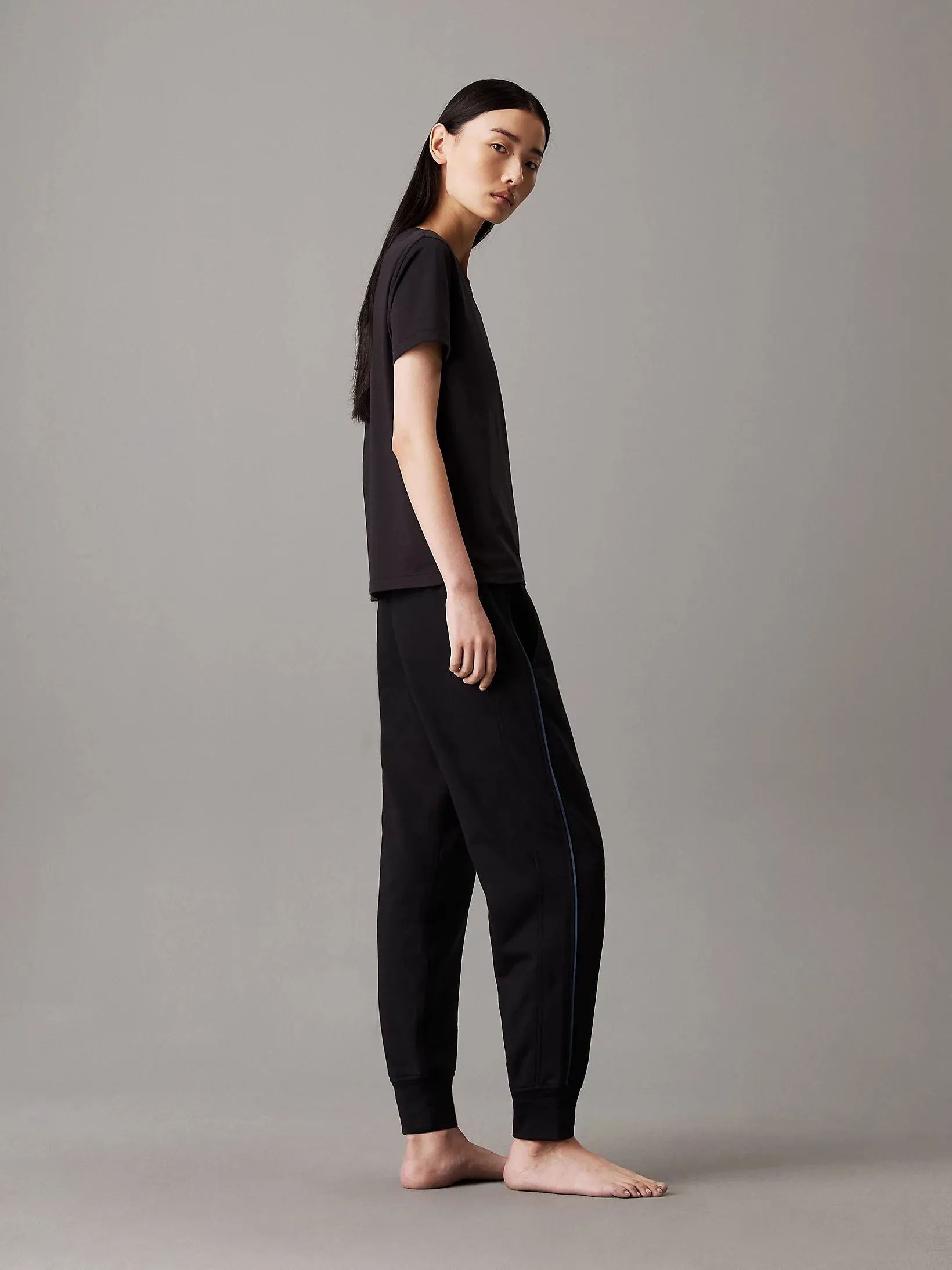 Calvin Klein TONAL LOGO LOUNGE Womens Joggers Black