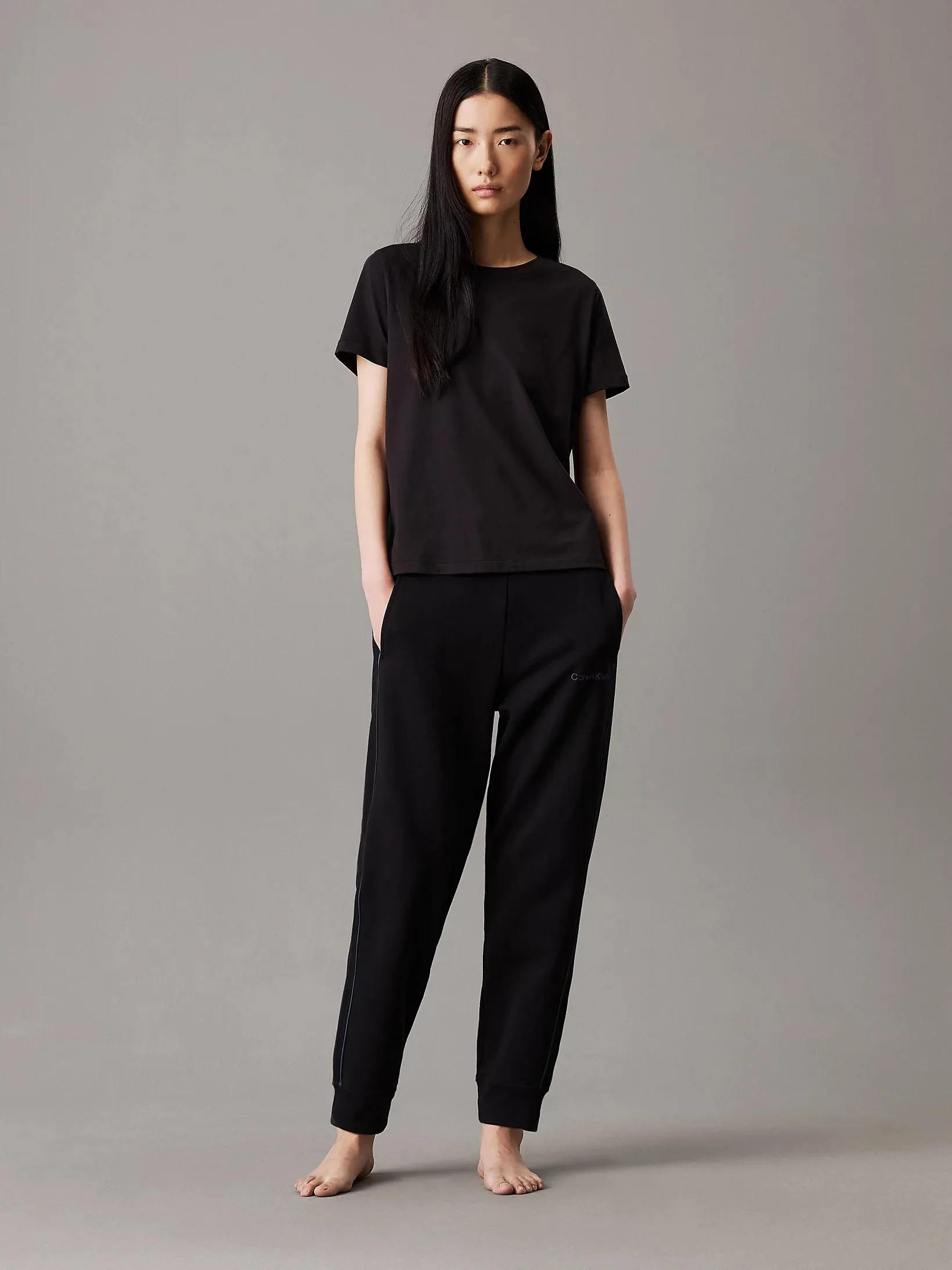 Calvin Klein TONAL LOGO LOUNGE Womens Joggers Black