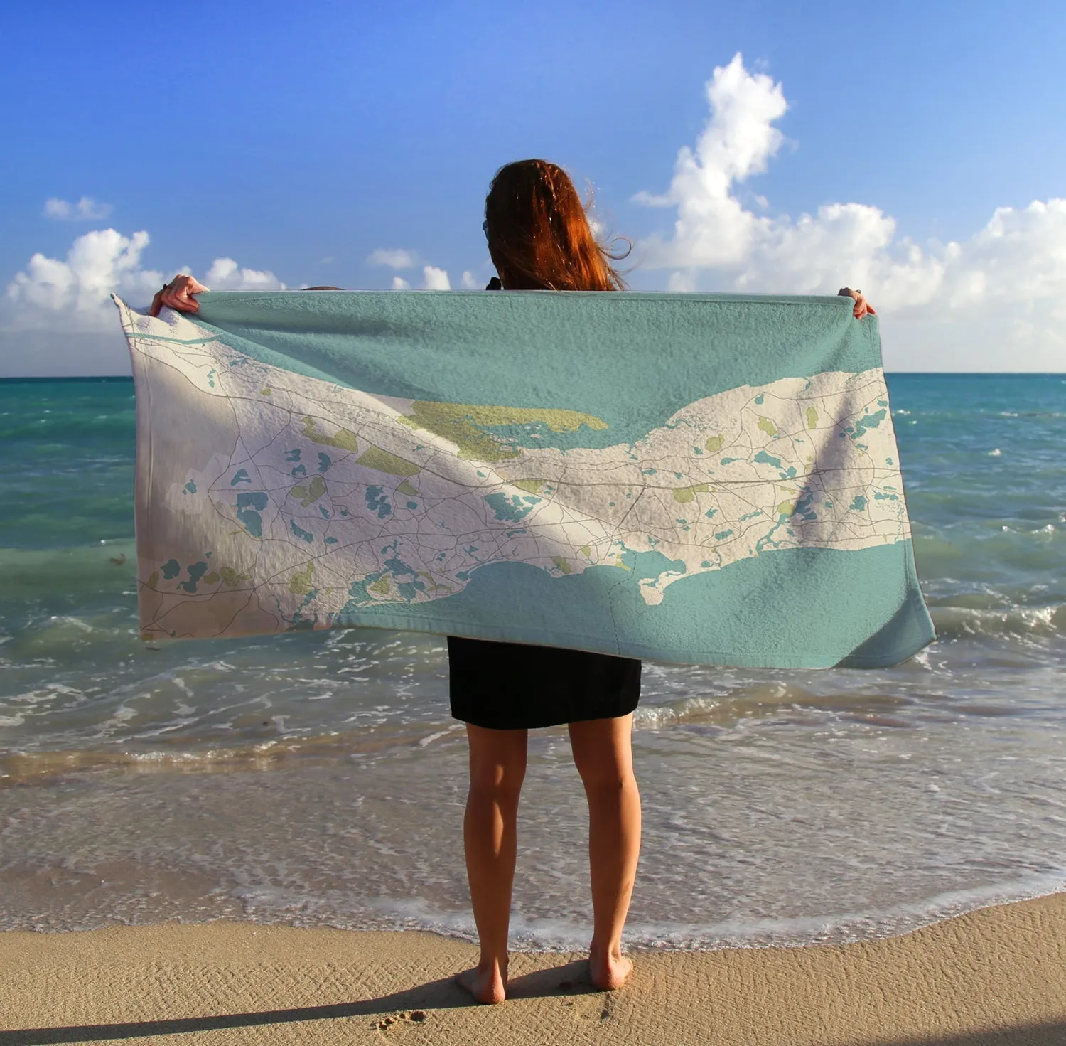 Cape Cod Barnstable MA Sea Glass Map (Without Labels) Quick Dry Towel