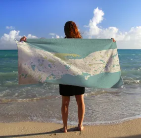 Cape Cod Barnstable MA Sea Glass Map (Without Labels) Quick Dry Towel