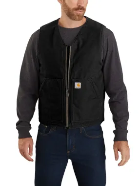 Carhartt Men’s Relaxed Fit Washed Duck Sherpa-Lined Vest - Black