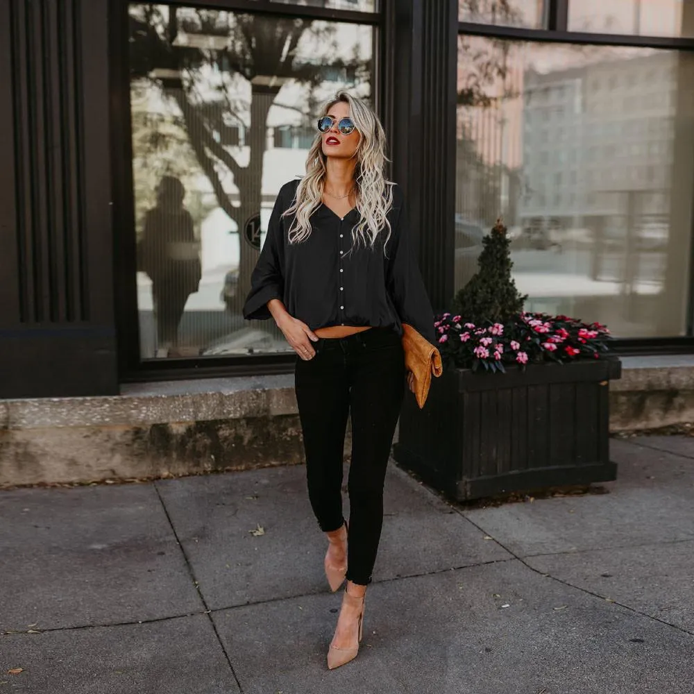 Casual Button Down Loose Blouse