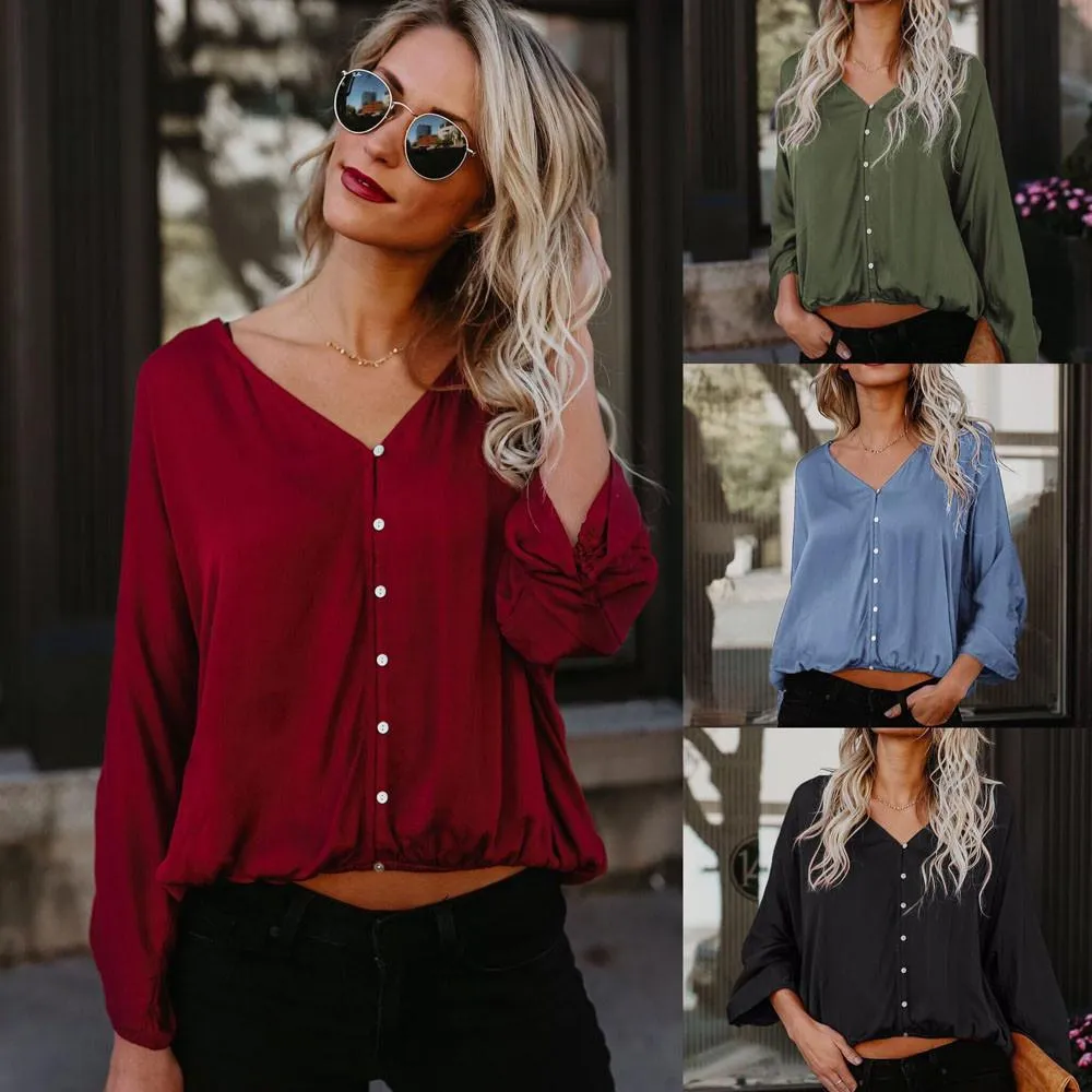 Casual Button Down Loose Blouse