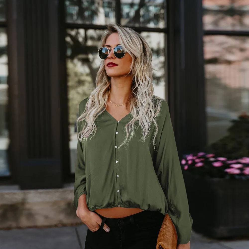 Casual Button Down Loose Blouse