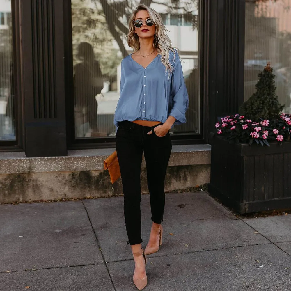 Casual Button Down Loose Blouse