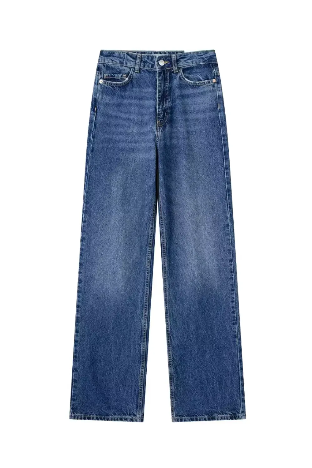 'Cathy' High-Waist Washed Straight Denim Jeans (2 Colors)