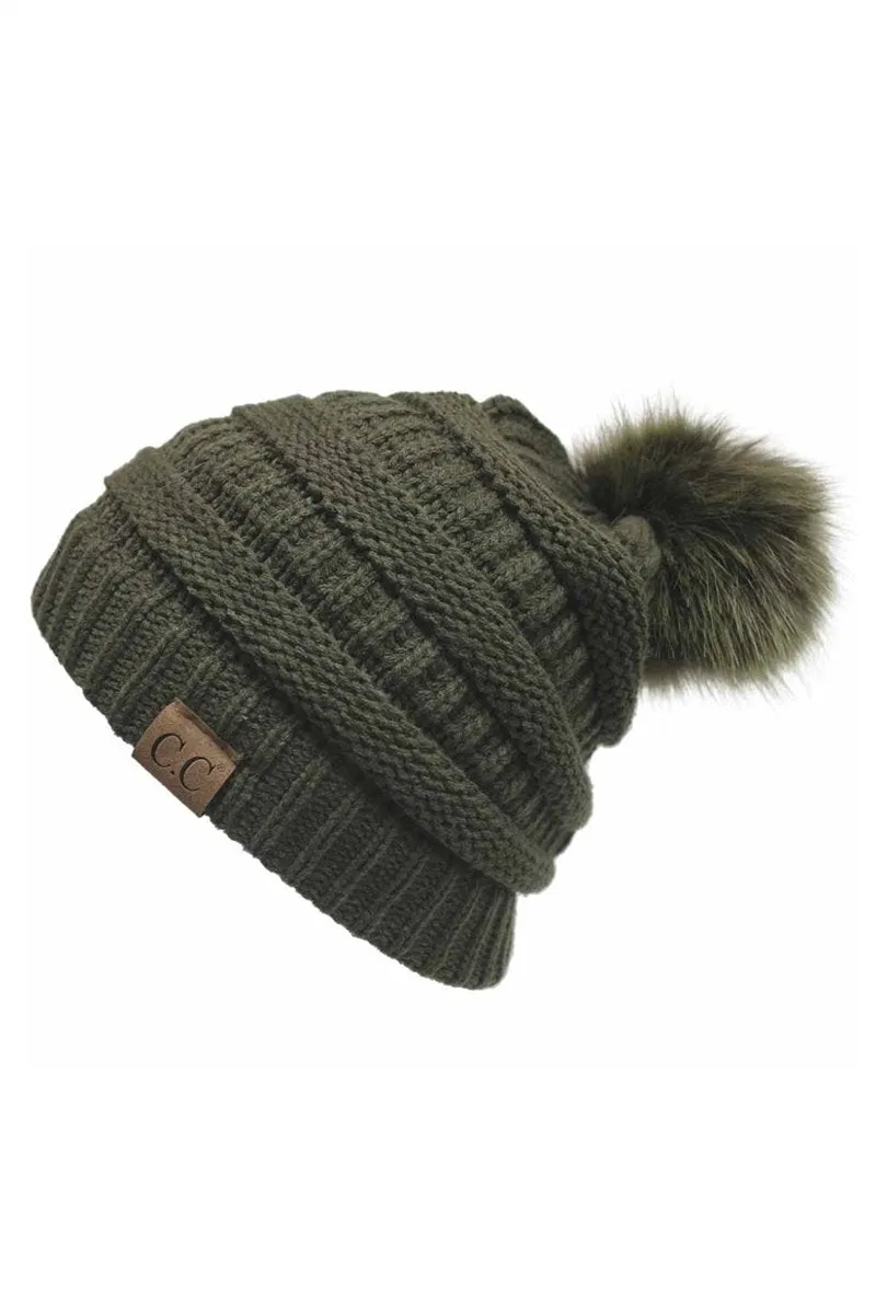 CC Cable Knit Pom Beanie