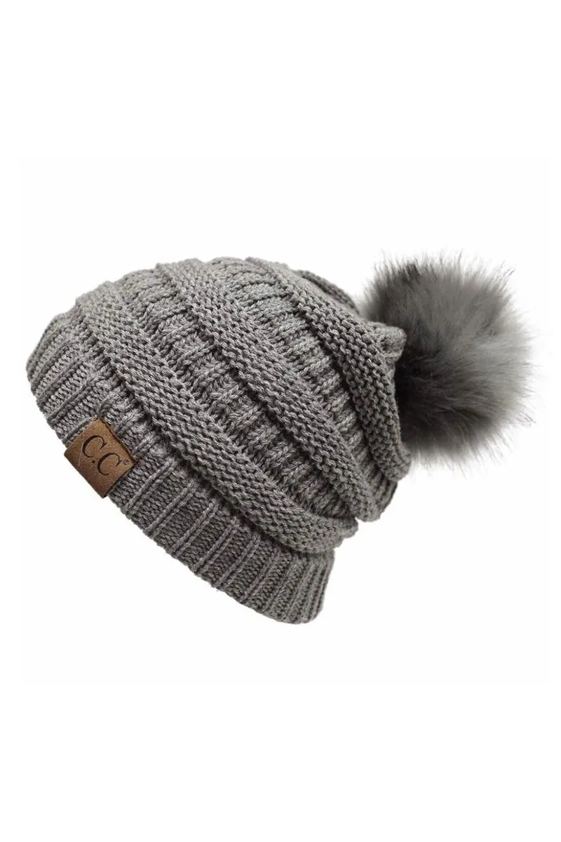 CC Cable Knit Pom Beanie
