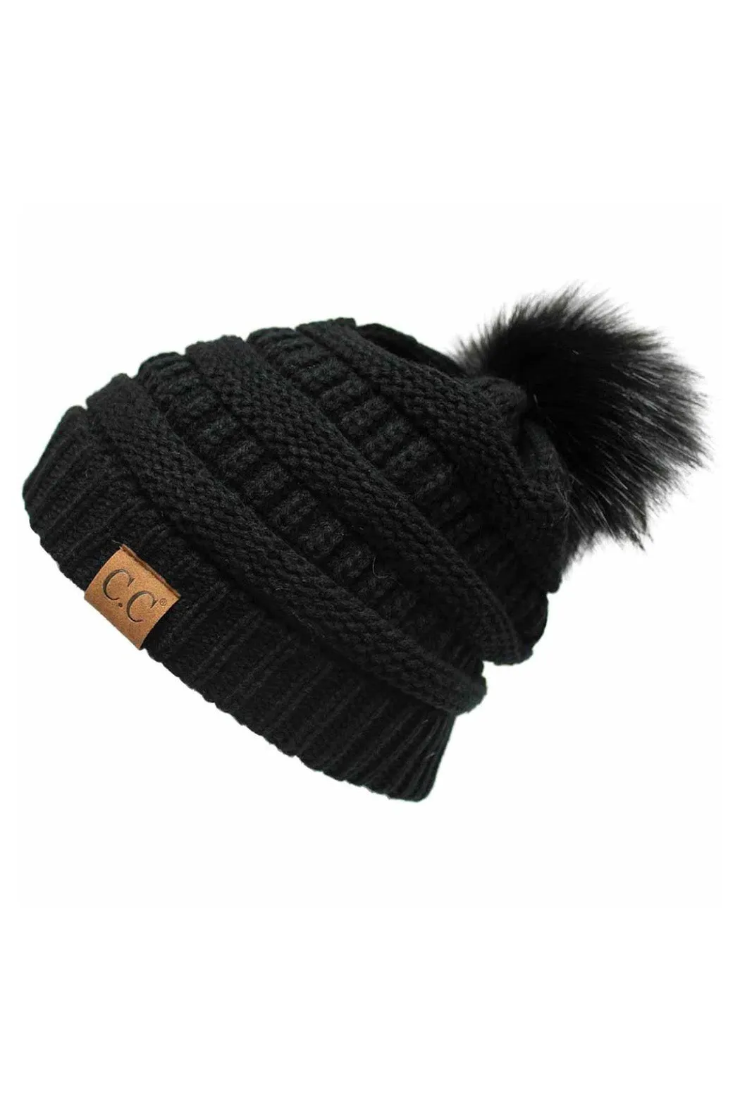 CC Cable Knit Pom Beanie