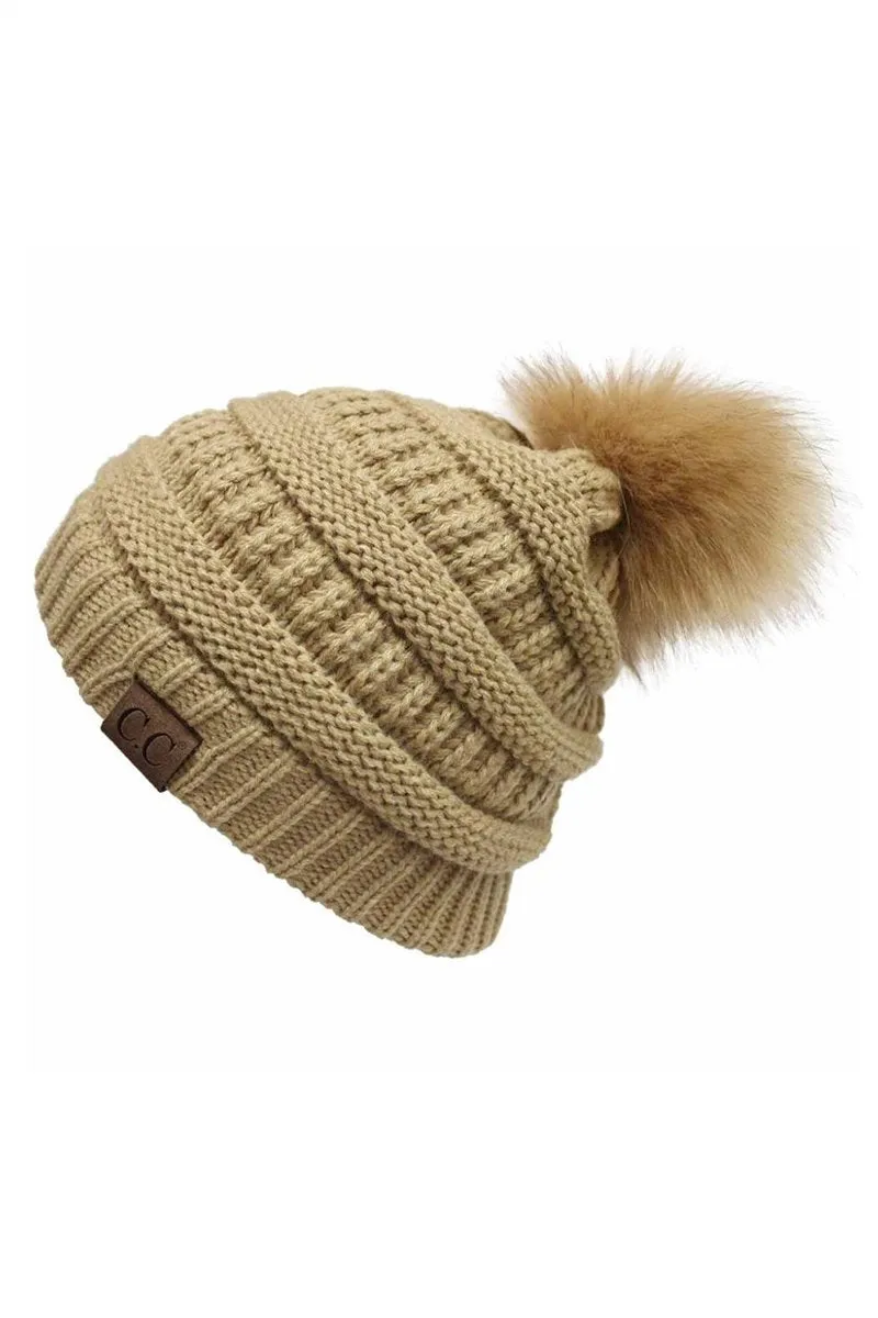 CC Cable Knit Pom Beanie