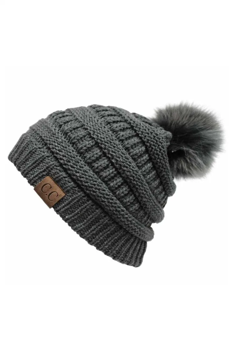 CC Cable Knit Pom Beanie