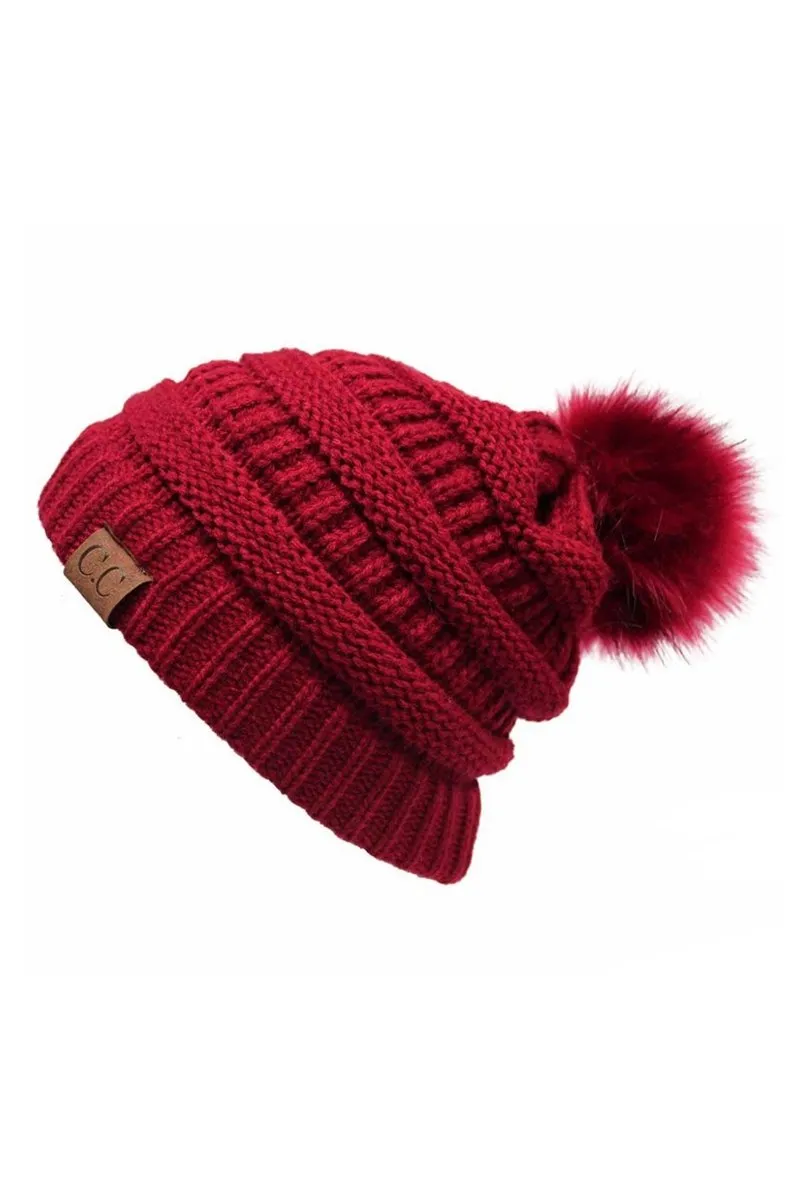CC Cable Knit Pom Beanie