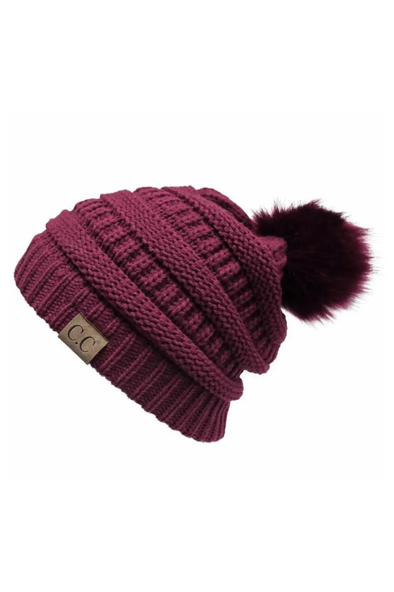 CC Cable Knit Pom Beanie