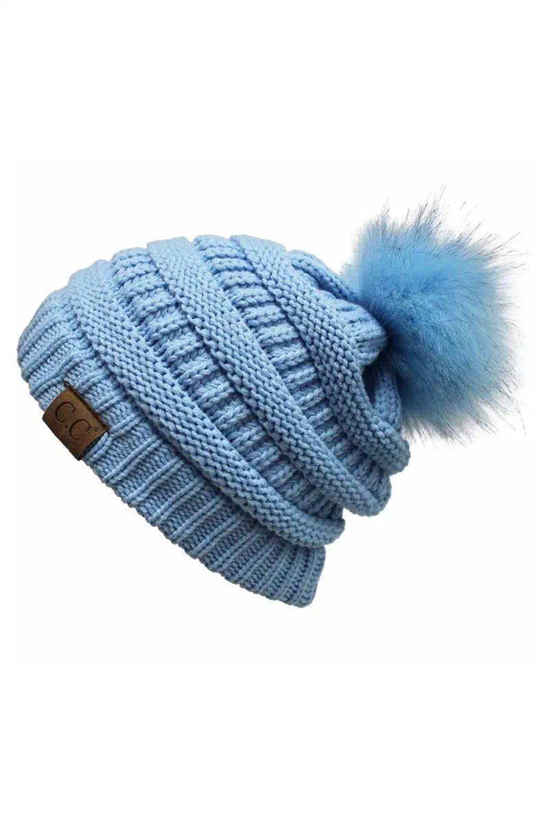 CC Cable Knit Pom Beanie