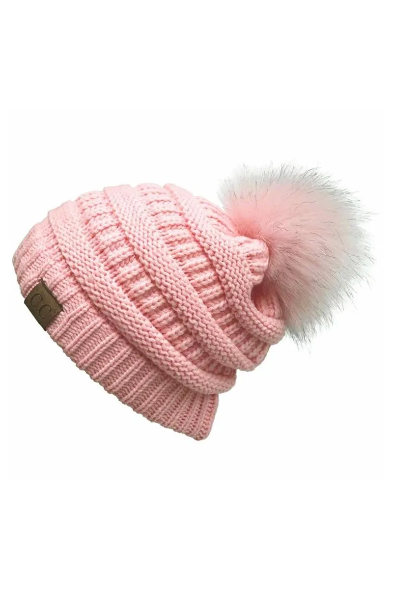 CC Cable Knit Pom Beanie