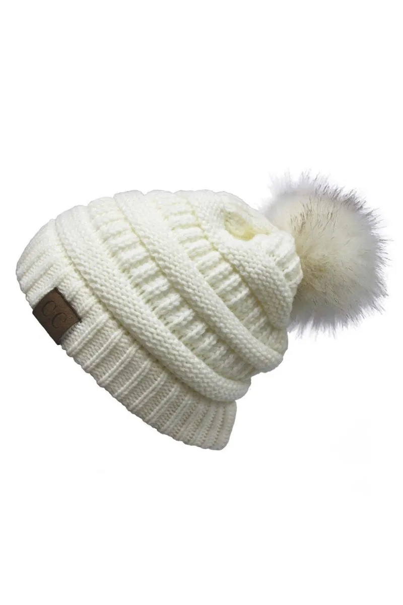 CC Cable Knit Pom Beanie