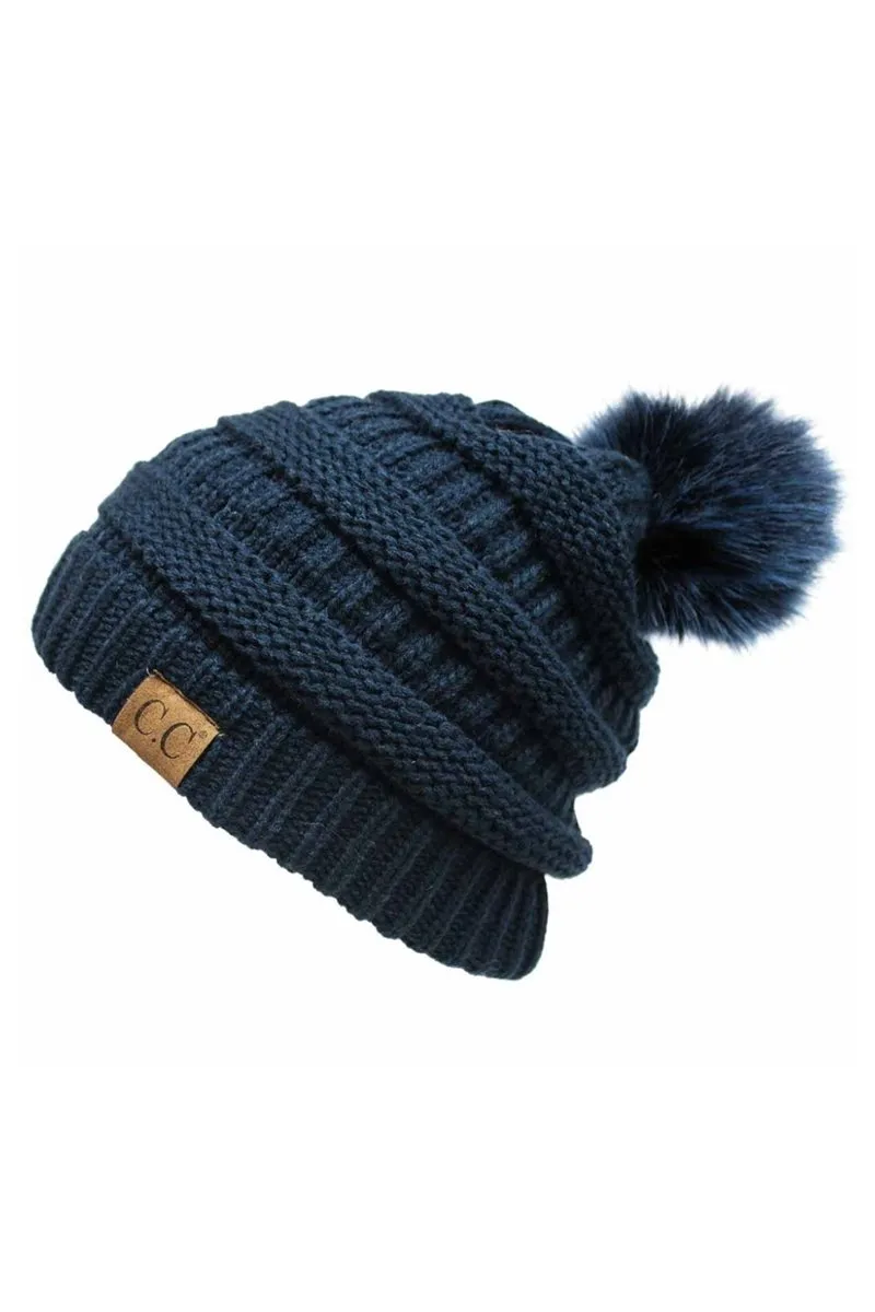 CC Cable Knit Pom Beanie