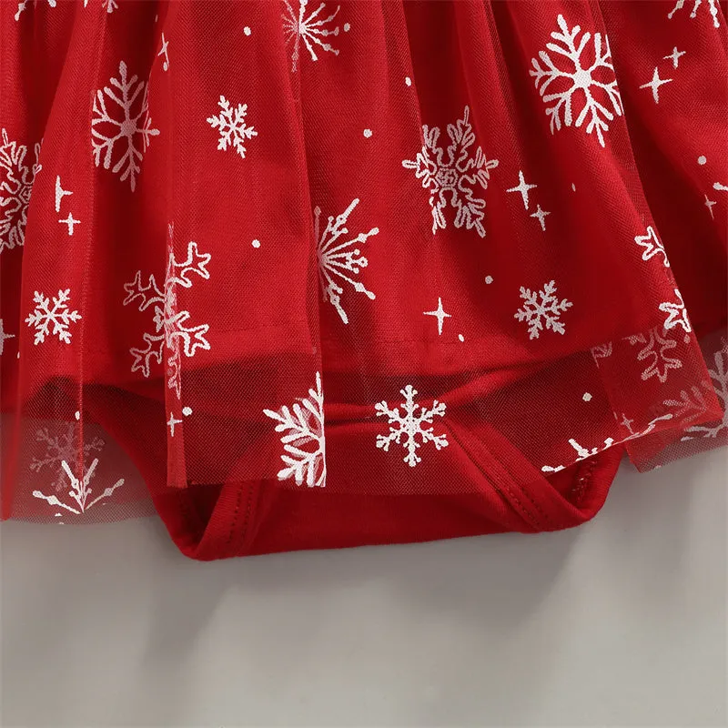 Christmas Baby Girl Tulle Shirt Romper Set