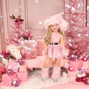 Christmas Baby Girls Romper Dress Princess Sequins White Plush Trim