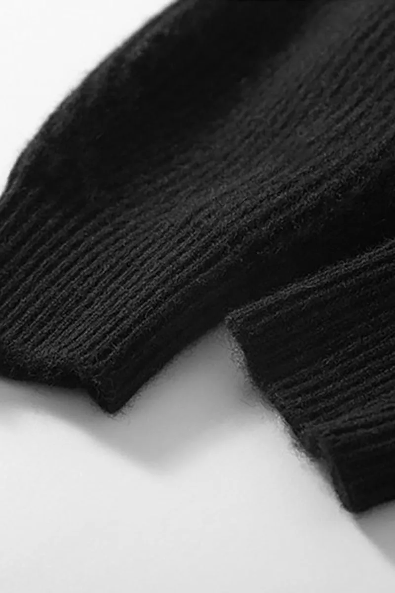 Chunky Cashmere V-Neck Ribbed Wrap Sweater