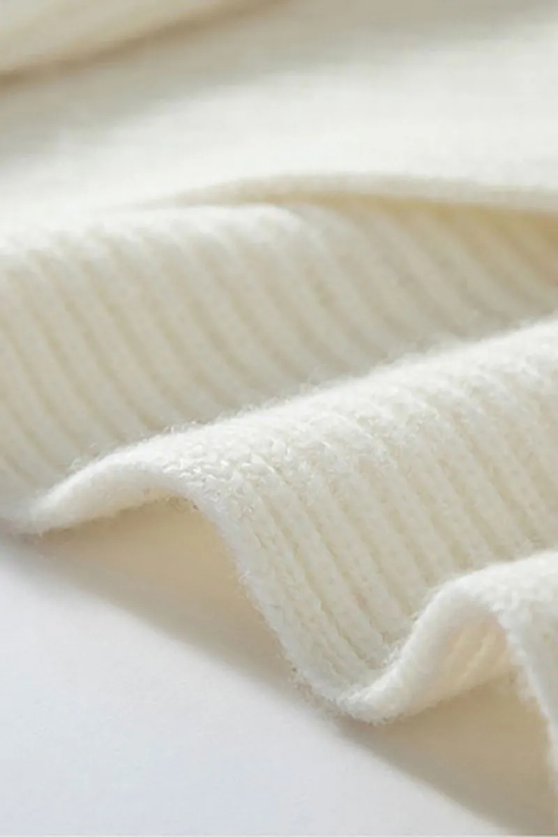 Chunky Cashmere V-Neck Ribbed Wrap Sweater