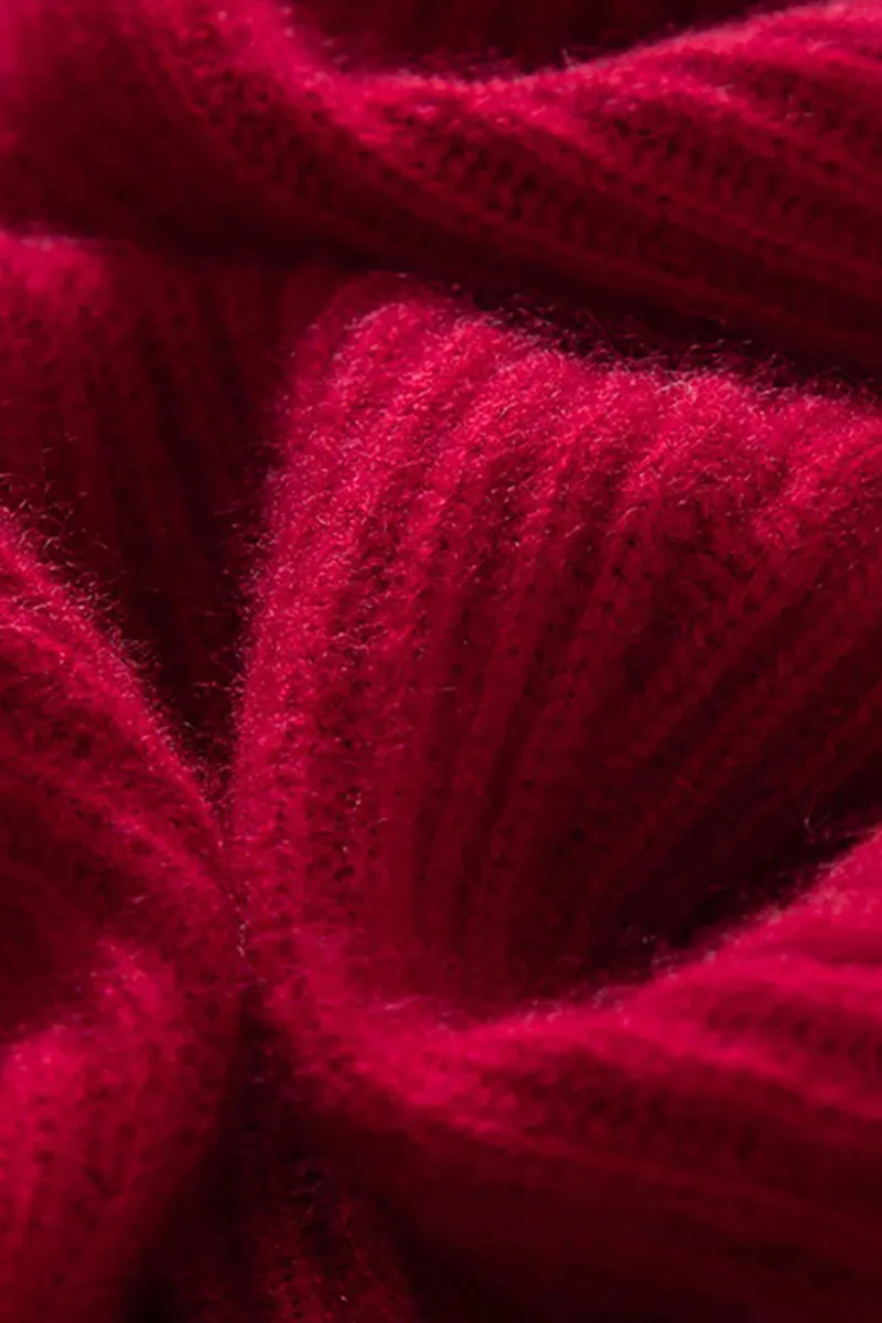 Chunky Cashmere V-Neck Ribbed Wrap Sweater