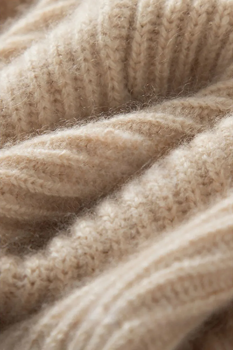 Chunky Cashmere V-Neck Ribbed Wrap Sweater
