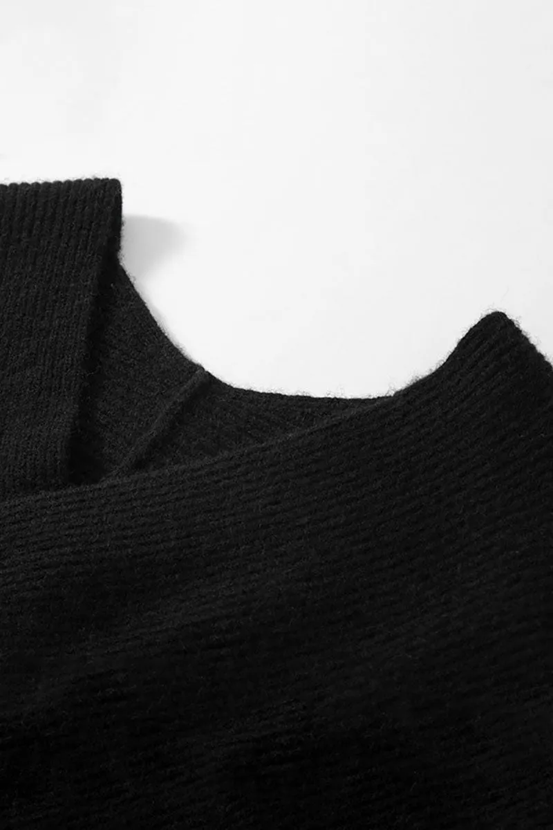 Chunky Cashmere V-Neck Ribbed Wrap Sweater