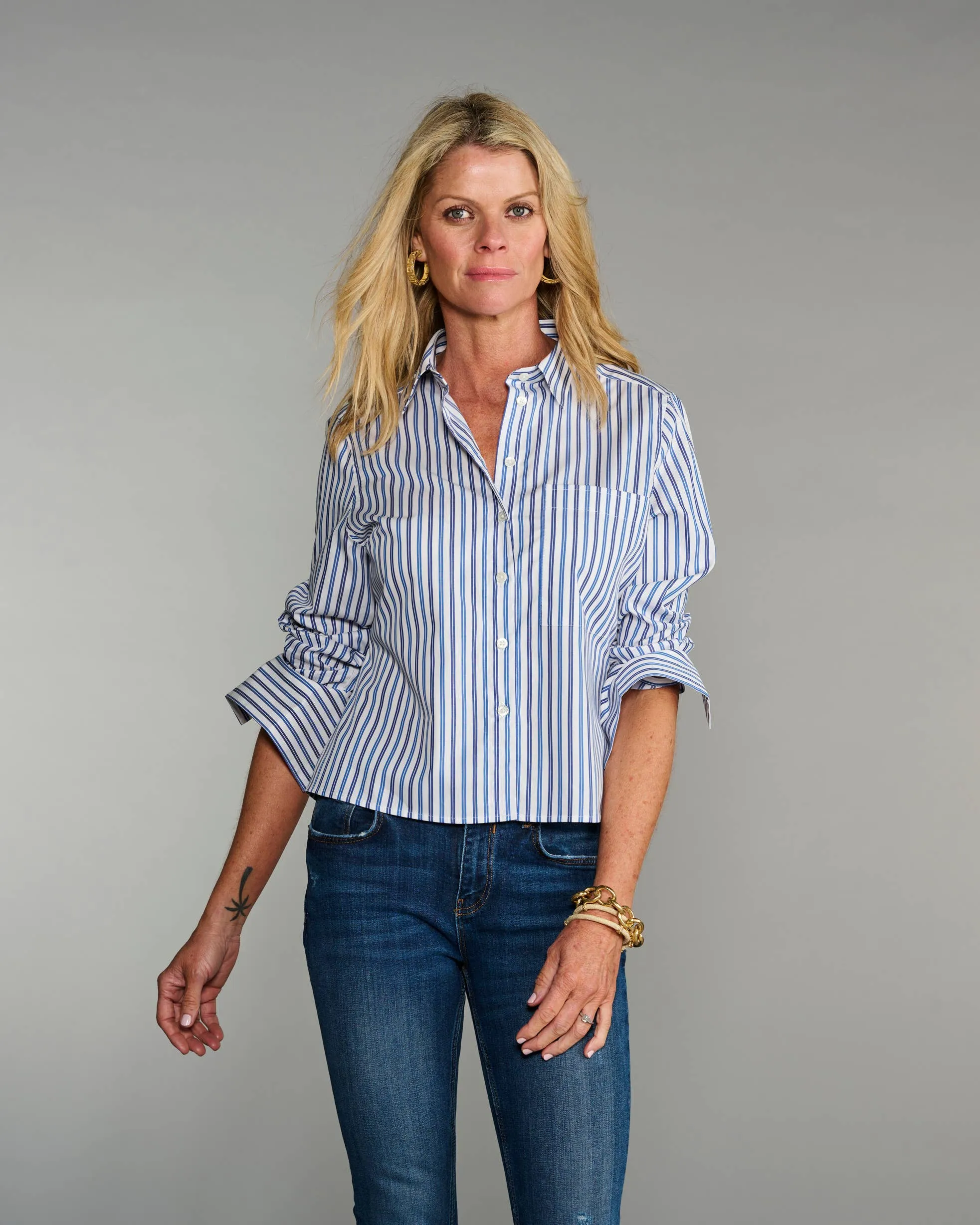 Claridge   King - The Crop in Blue on Blue Stripe: Blue / M