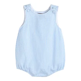 Classic Light Blue Seersucker Bubble Romper