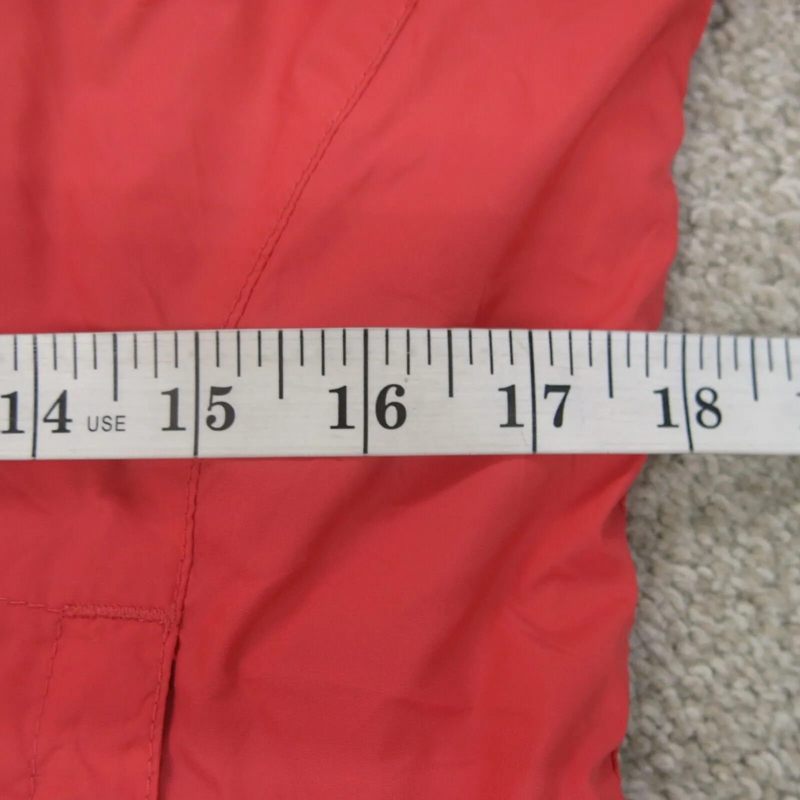 Columbia Jacket Women Small Orange Quilted Full Zip Rain Coat Hooded Swoosh Logo