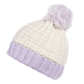 Cream & Lilac "Annabelle" Waffle Knit Beanie