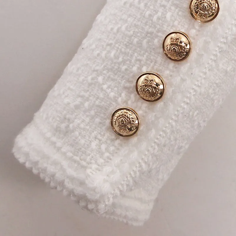 Cropped Tweed Gold Button Jacket