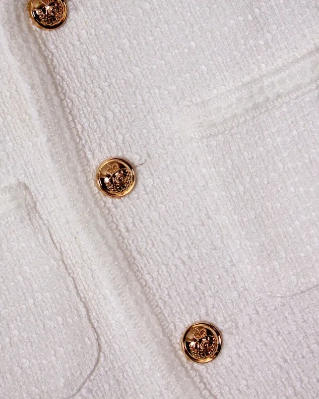 Cropped Tweed Gold Button Jacket