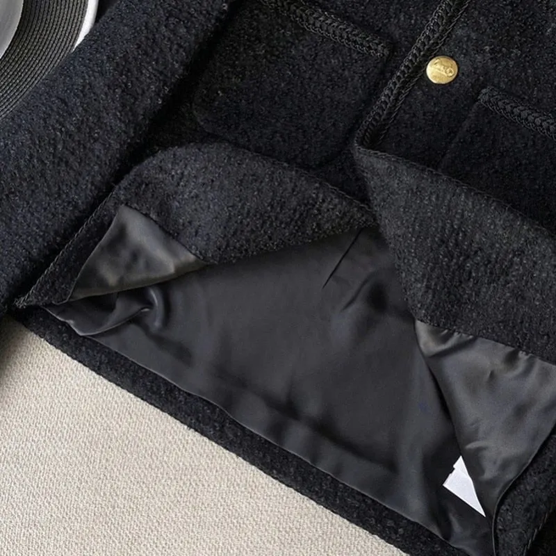 Cropped Tweed Gold Button Jacket
