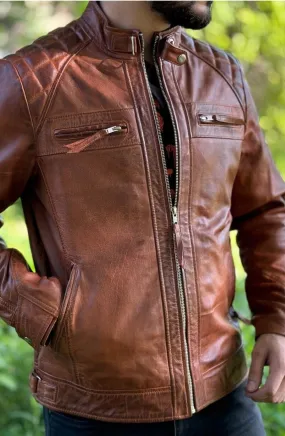 Cyrus Genuine Biker Motorcycle Leather Jacket Men