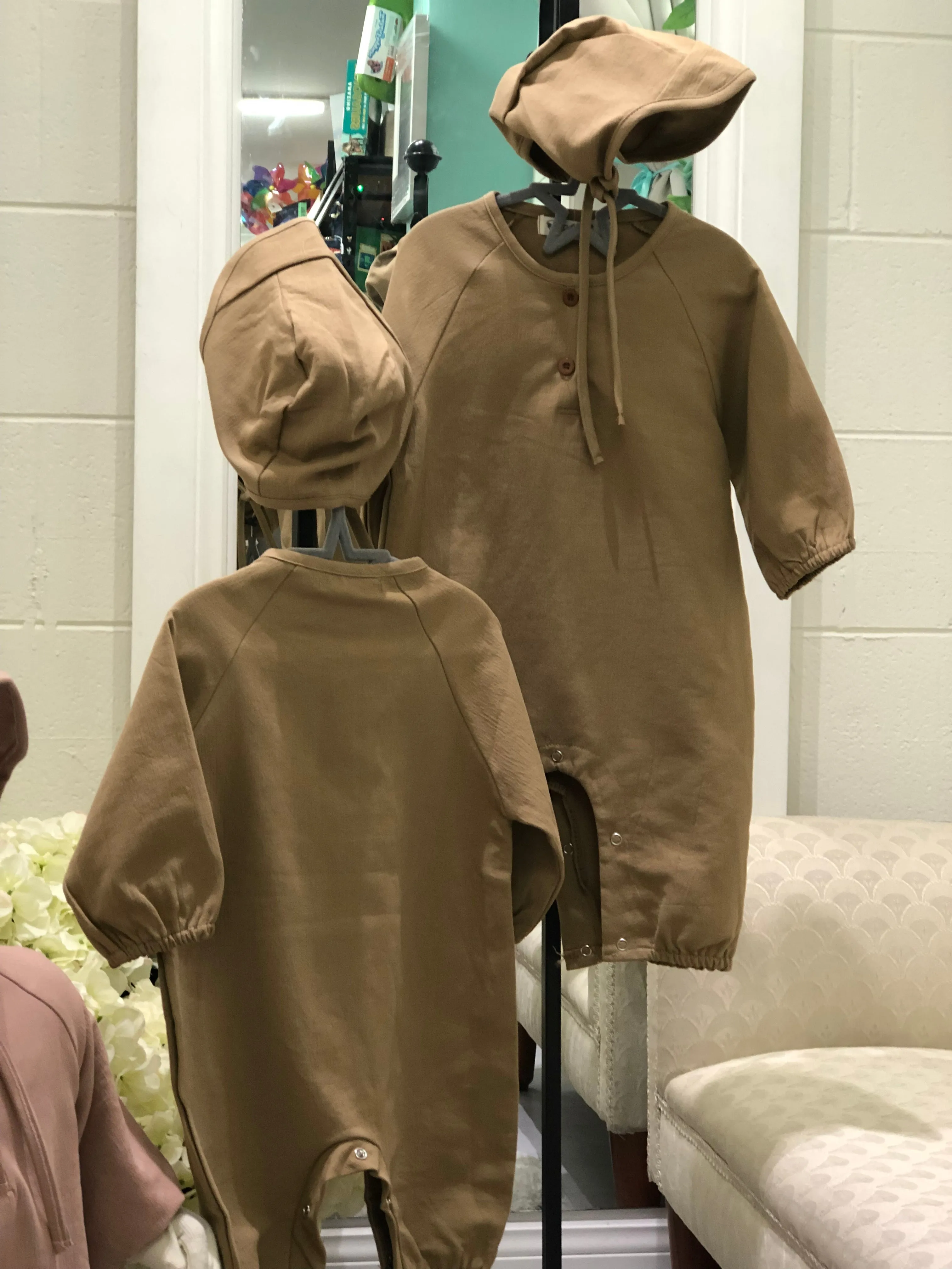 Darcy's Cotton Romper and Bonnet Set
