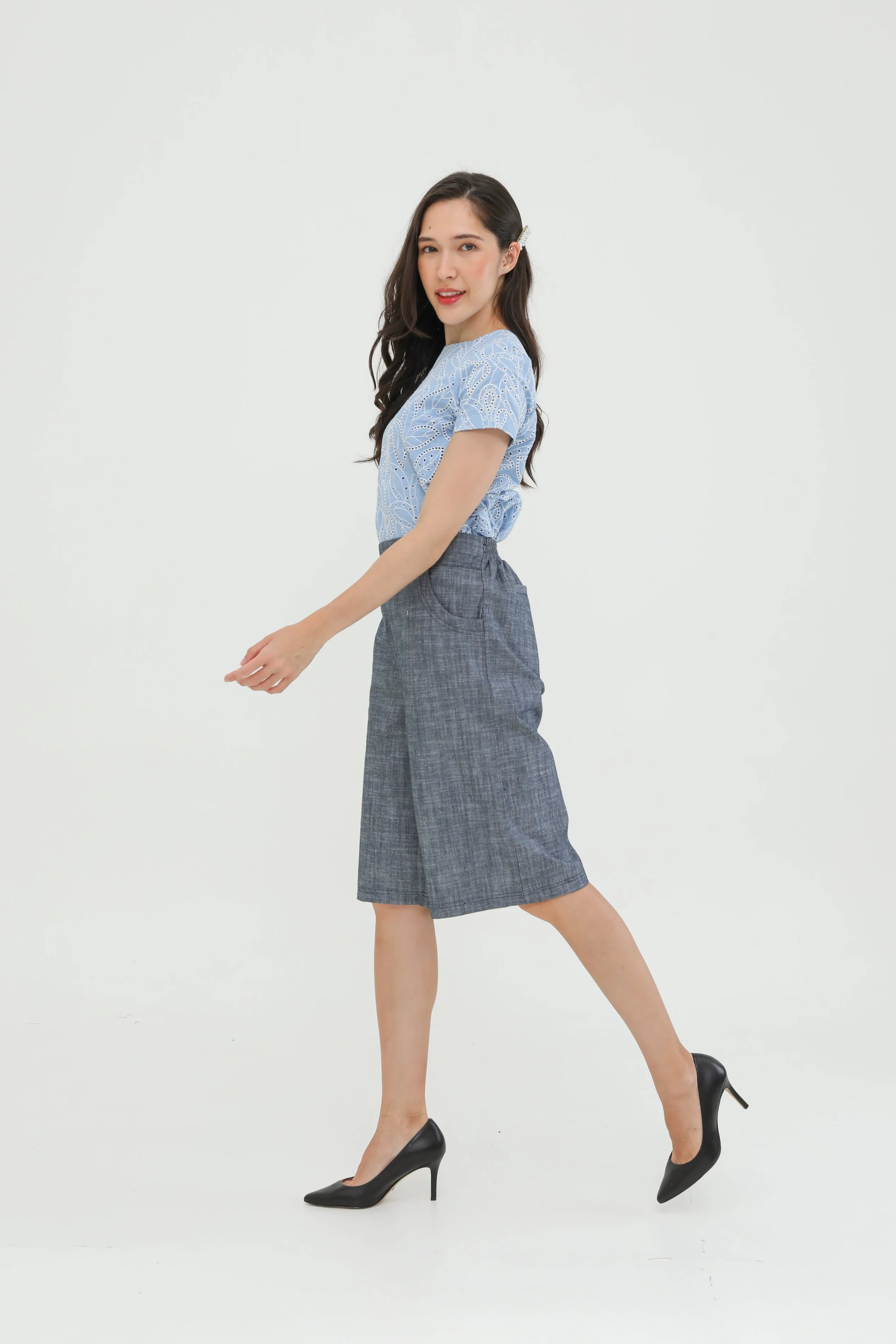 Denim Grey Culottes Pants (New)