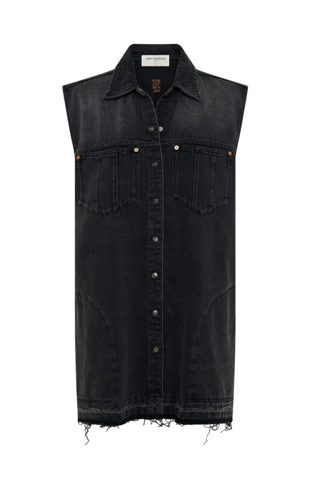 Denim Shirt Dress - Faded Black