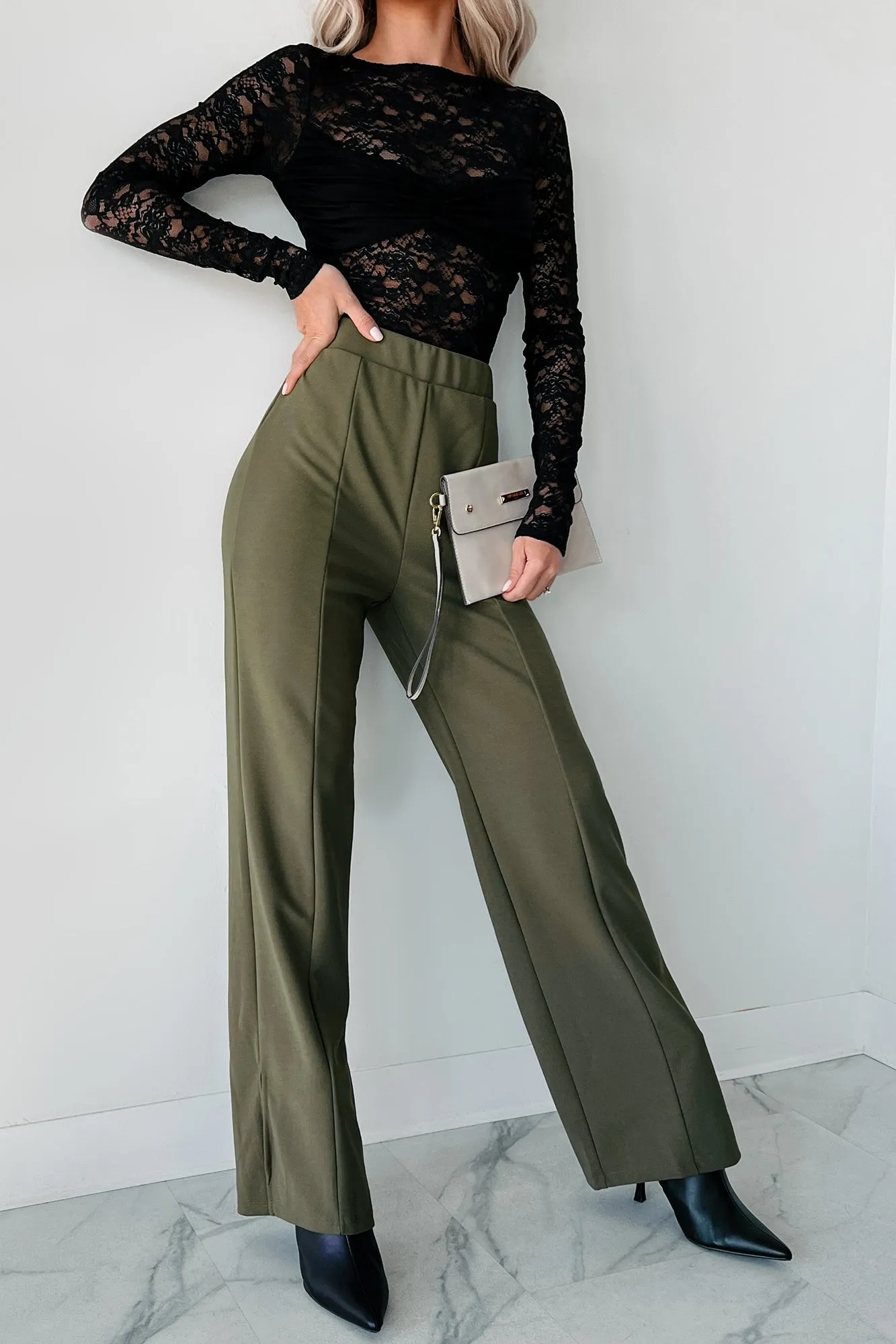 Determined To Succeed High Waist Pants (Olive)