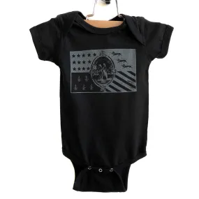 Detroit City Flag Baby One-Piece. 1940s Flag, Black on Black