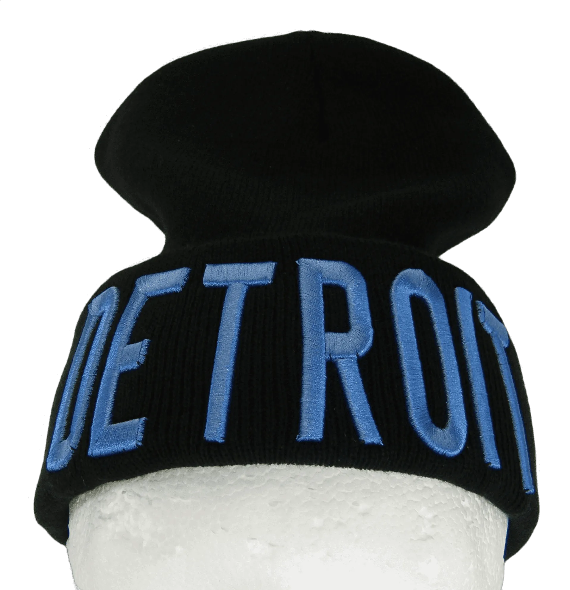 Detroit City Name Adult Size Winter Knit Cuffed Beanie Hat (Black/Blue)