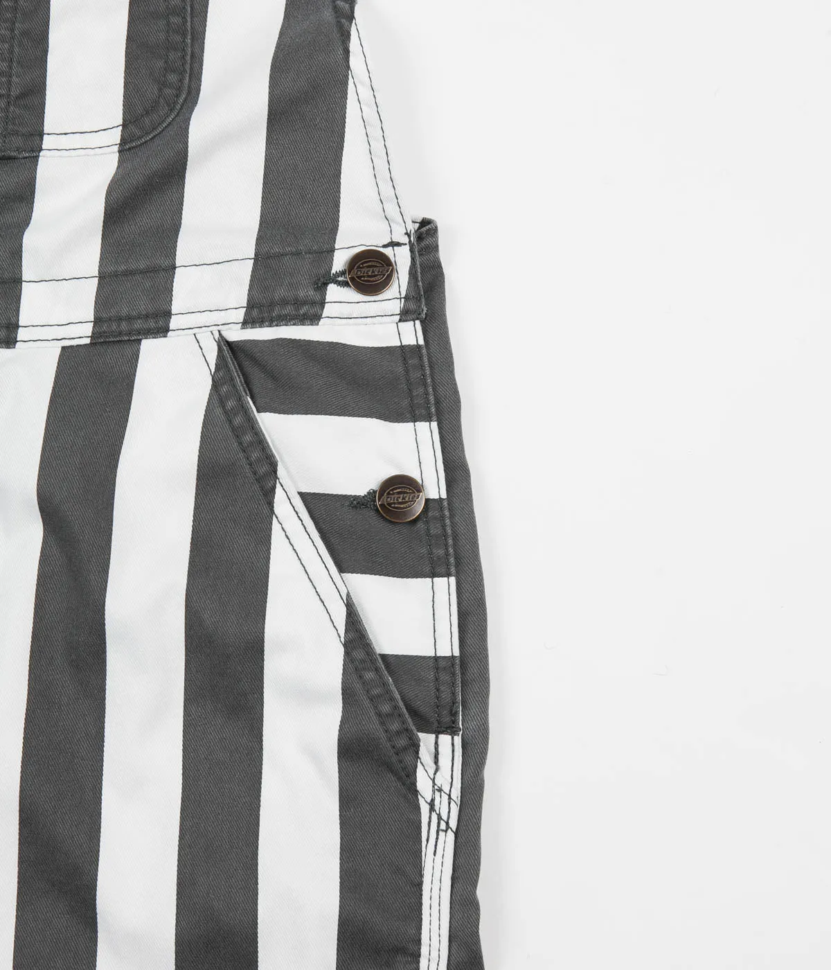 Dickies Livonia Wide Stripe Bib Overall - Charcoal Grey
